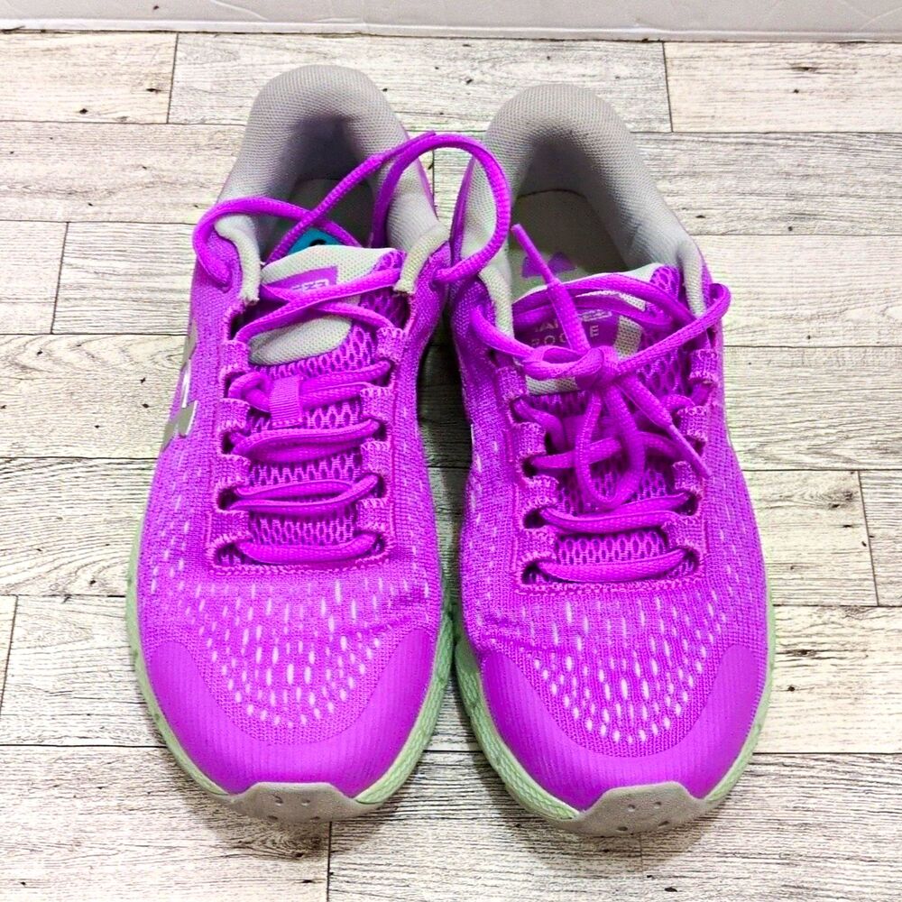 Under Armour Charged Unisex Kids Athletic Sneakers 6Y/7.5 W Purple/Green/Gray